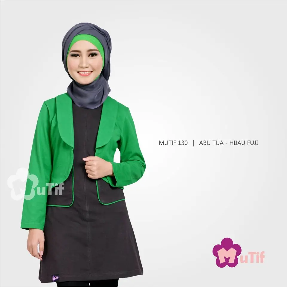 Tunik Mutif 130 Abu Tua - Hijau Fuji