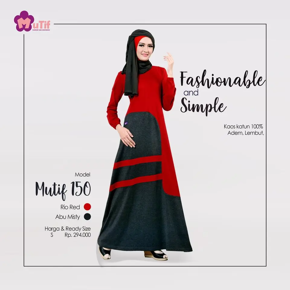 Gamis Mutif 150 Rio Red - Abu Misty 85