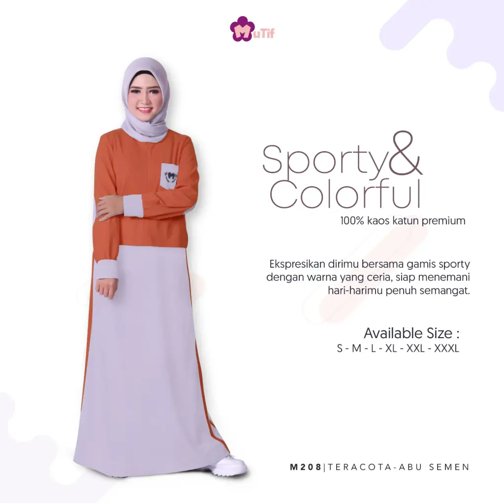 Gamis Mutif 208 Terakota - Abu Semen
