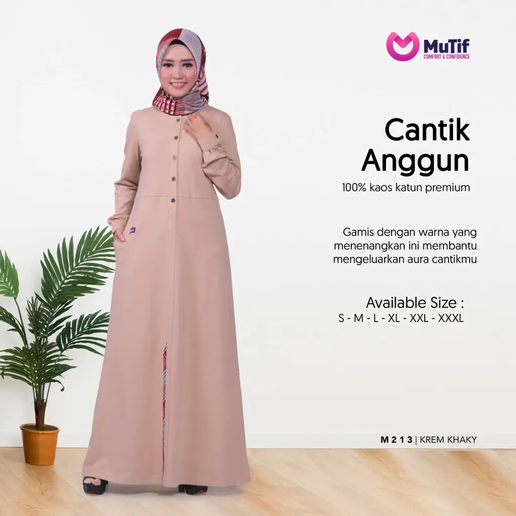 Gamis Mutif 213 Krem Khaky