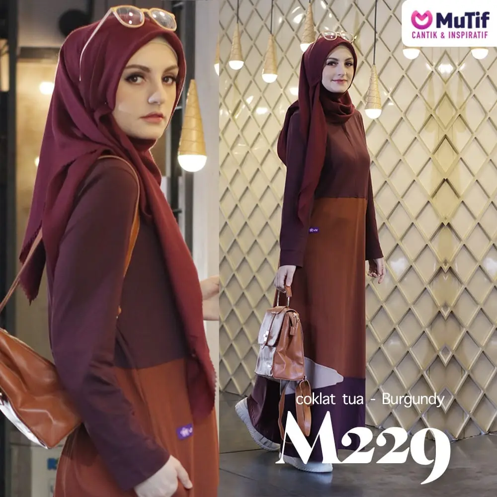 Gamis Mutif 229 Burgundy - Coklat Bata