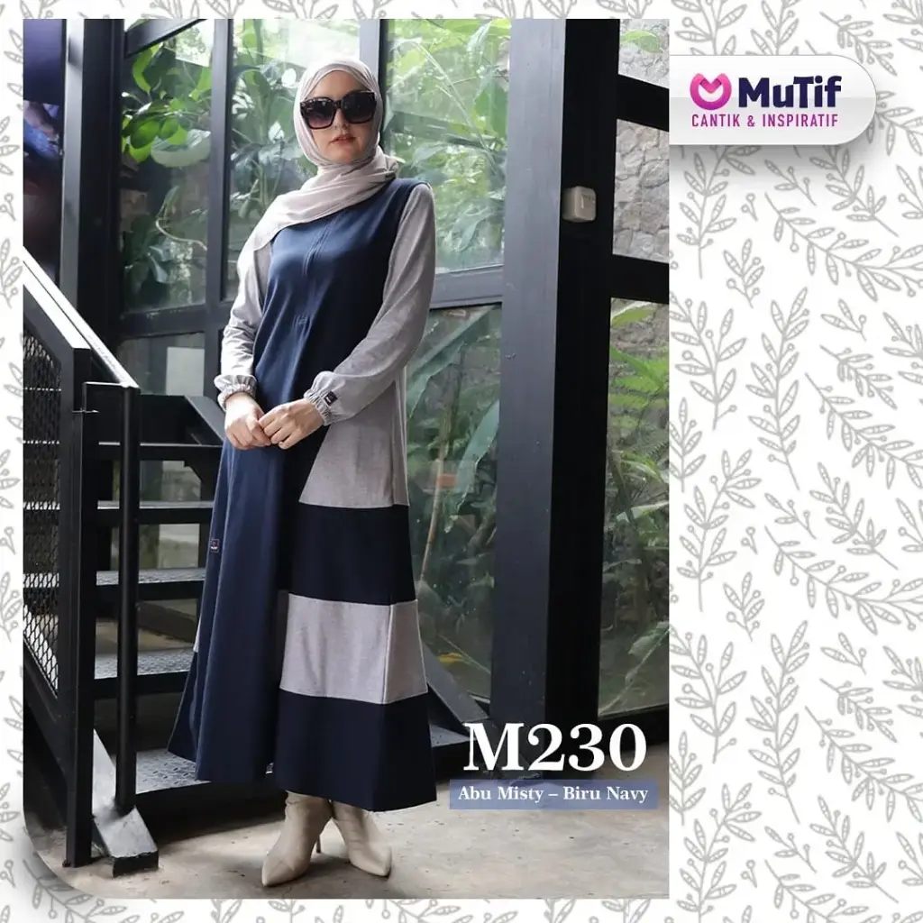 Gamis Mutif 230 Biru Navy - Abu Misty 71 (S)
