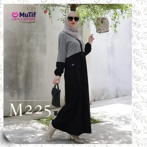 Gamis Mutif 225 Hitam - Mini Jacquard Grey