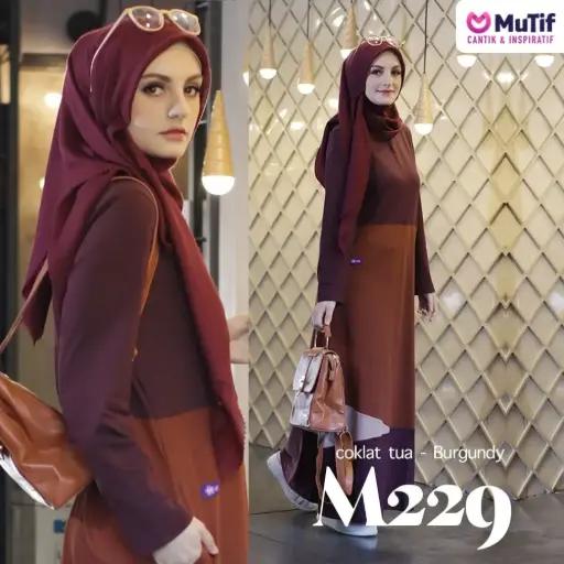 Gamis Mutif 229 Burgundy - Coklat Bata