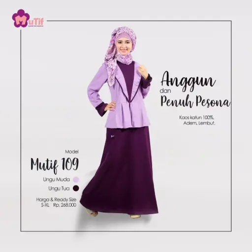 Gamis Mutif 109 Ungu Tua - Muda