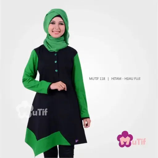Tunik Mutif 118 Hitam - Hijau Fuji